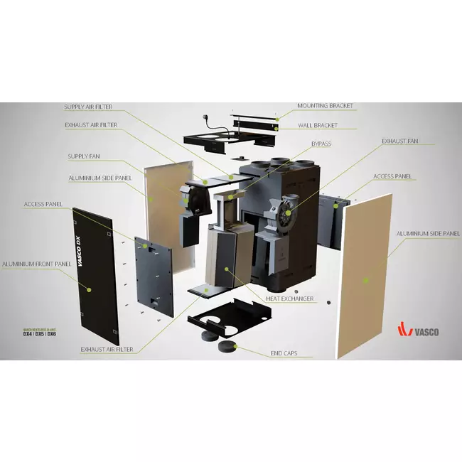 Vasco WTW-unit DX6 - 600 m³/h - inclusief draadloze bediening