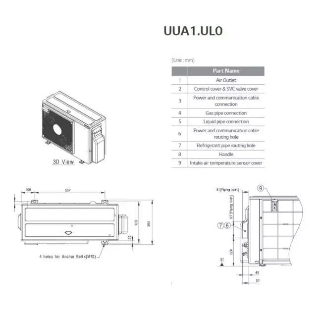 LG mid static kanaal airco binnenunit + afstandsbediening CM24F R32 7,1 kW