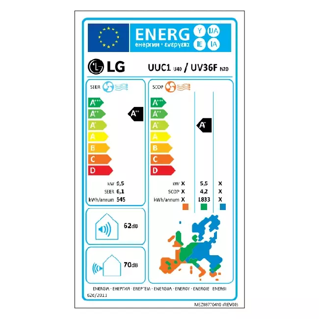 LG Plafond onderbouw Inverter airco UV36F-Compact R32 9,5 kW set