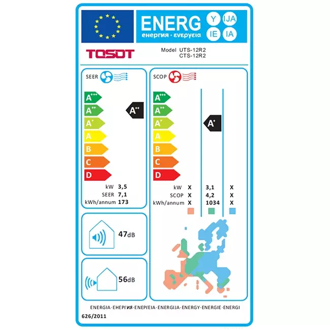 Tosot by GREE Inverter Cassette airco CTS-12R-B R32 3,5 kW set