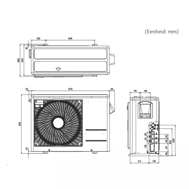 LG airco buitenunit Multi 1-3 units Max 33 BTU R32 6,2 kW