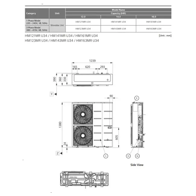 LG Therma-V Monobloc S warmtepomp 380V R32 14,0 kW
