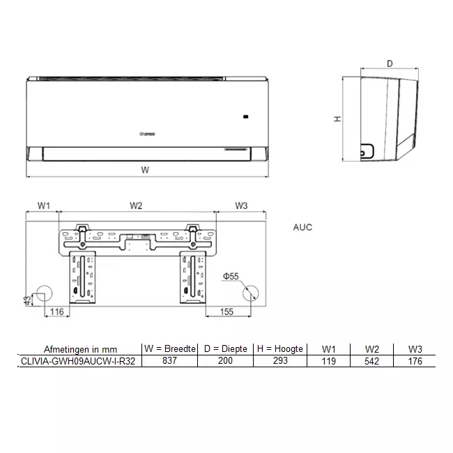 Tosot CLIVIA by GREE Binnenunit Design R32 2,7-3,0 kW