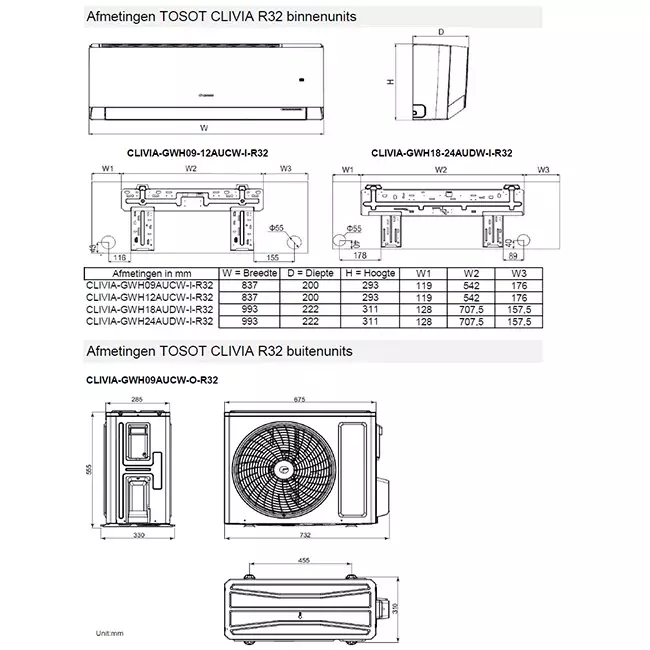 Tosot CLIVIA by GREE Inverter airco White R32 3,5 kW set