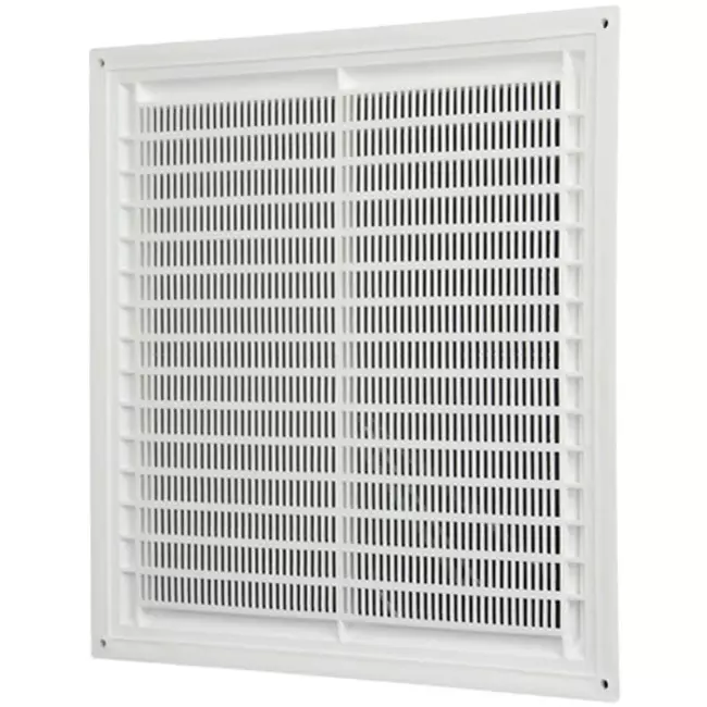 Ventilatierooster vierkant met grill 250x250 wit - VR2525