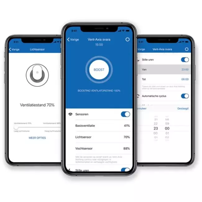 Badkamer ventilator Svara met timer, vocht- en lichtsensor 100-125mm (app-gestuurd) ZWART
