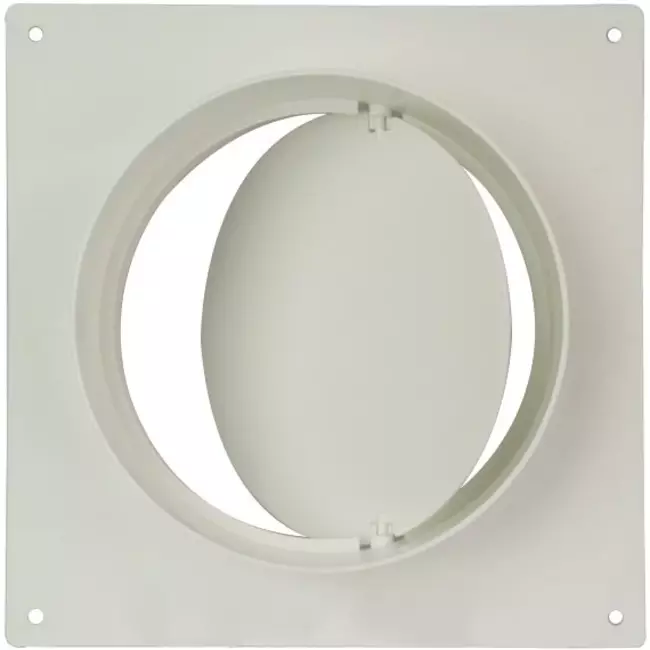 Ronde kunststof muurplaat met terugslagklep diameter: 125mm - AFV125