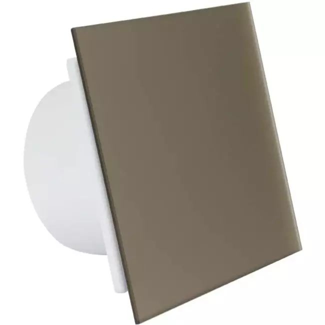 Badkamer ventilator Ø 100 mm met timer en vochtsensor - glazen front satijn goud