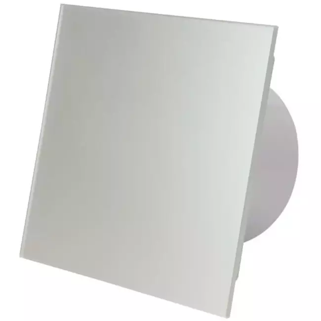 Badkamer ventilator Ø 125 mm met timer - glazen front satijn zilver