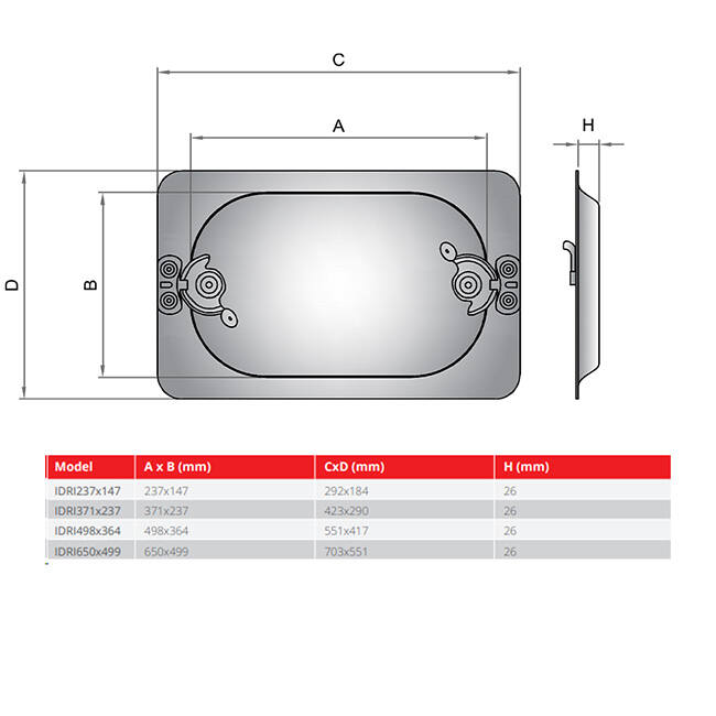 Inspectieluik rechthoekige kanalen 237x147 - IDRI237x147