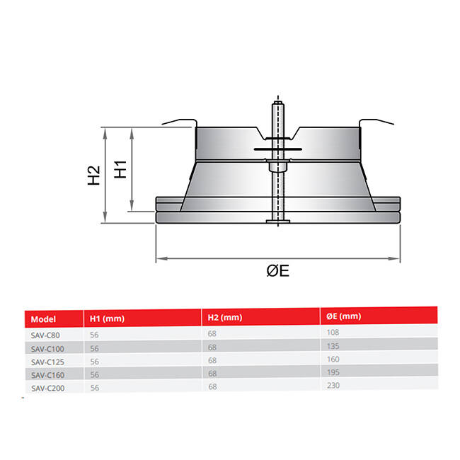 Ventilatie toevoer ventiel 100mm met metaal klemveren - SAV-C100 RAL9010