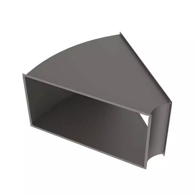 Bocht 45 graden horizontaal B=250 mm x H=150 mm