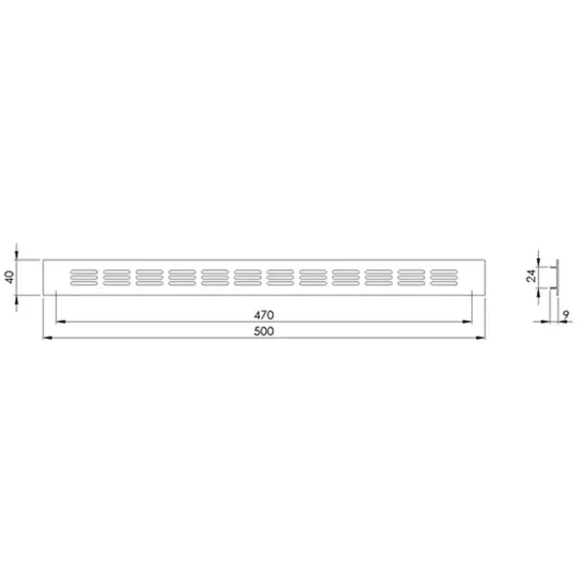 Plintrooster aluminium - wit L=500mm x H=40mm -RA450
