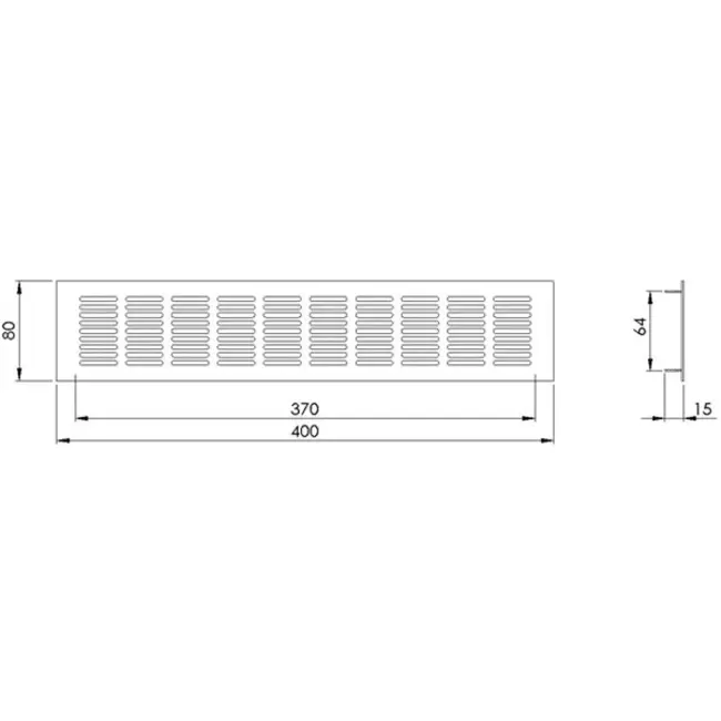 Plintrooster aluminium - zilver L=400mm x H=80mm -RA840S