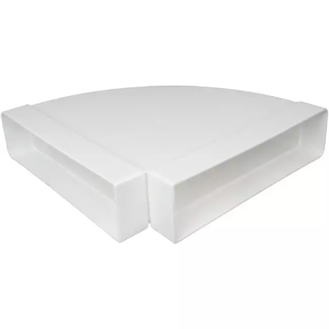Rechthoekige kunststof horizontale 90° bocht 220X55mm - KLH25-90