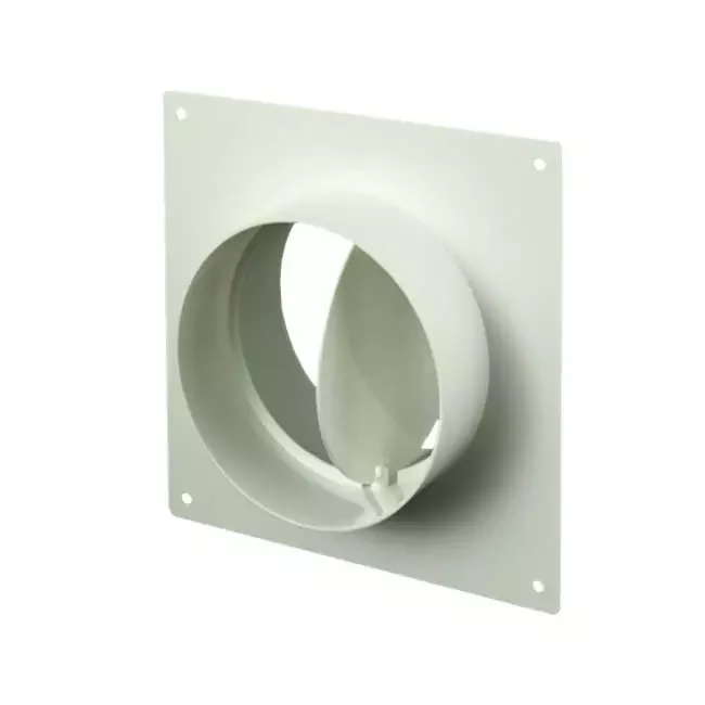 Ronde kunststof muurplaat met terugslagklep diameter: 125mm - AFV125
