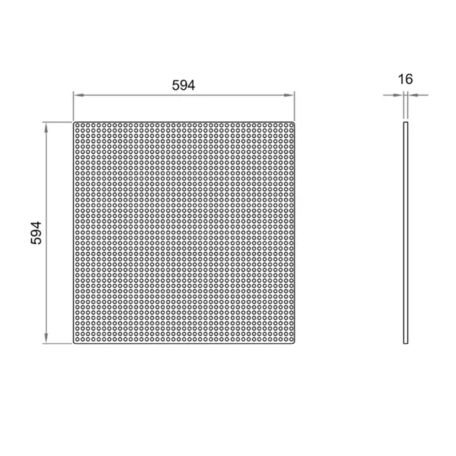 Geperforeerde plafondplaat 600 x 600 mm voor inleg in systeemplafonds - RAL9010