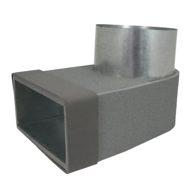 Thermoduct lepe hoekstuk enkel symetrisch 220x80 mm naar diameter 160 mm