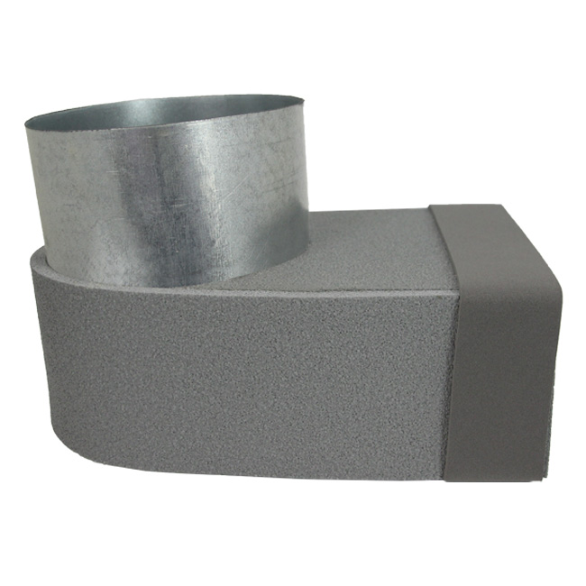 Thermoduct lepe hoekstuk enkel symetrisch 220x80 mm naar diameter 160 mm
