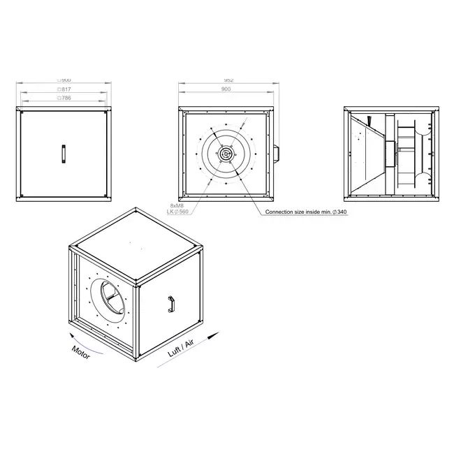 Boxventilator motor buiten luchtstroom - MPC T 560 D4 K01
