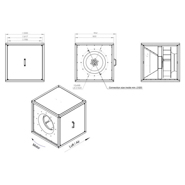 Boxventilator motor buiten luchtstroom - MPC T 630 D4 K01
