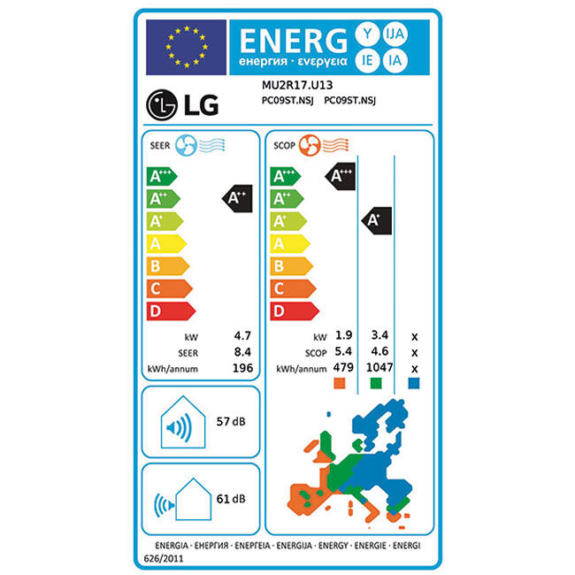 LG Multi split airco MU2R17-0909 R32 2x2,5 kW set