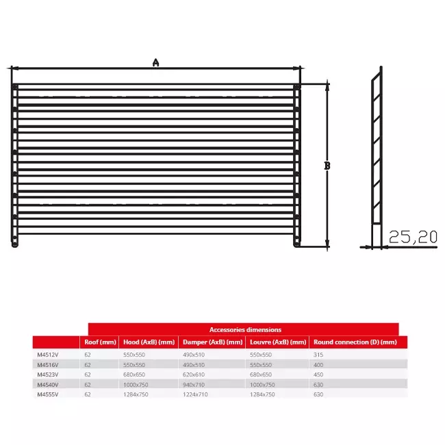Maxivent by Econox lamellenrooster voor M4512 horizontaal - LV