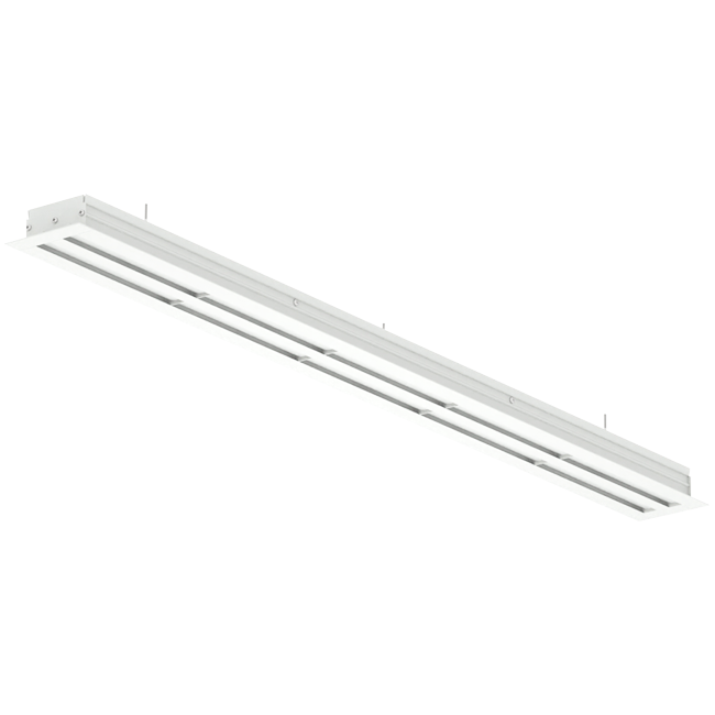 Lijnrooster aluminium met 1 instelbaar patroonblad – 2000 mm – RAL 9016 + geïsoleerd plenum met luchtdebietregelklep
