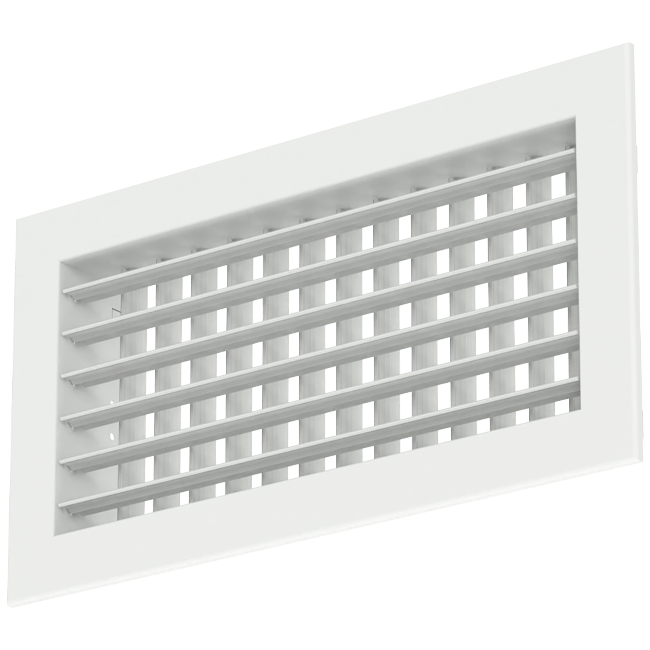 Wandrooster aluminium dubbel instelbaar – met klemveren – 300x150 mm – RAL 9016