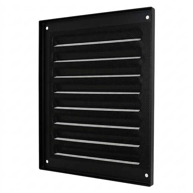 Buitenrooster vierkant 150x150mm aluminium - RAL9005 30% glans