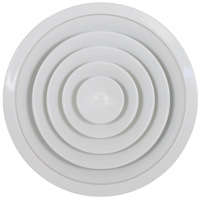 Plafondrooster rond met vast patroon Ø 200 mm - RAL9010