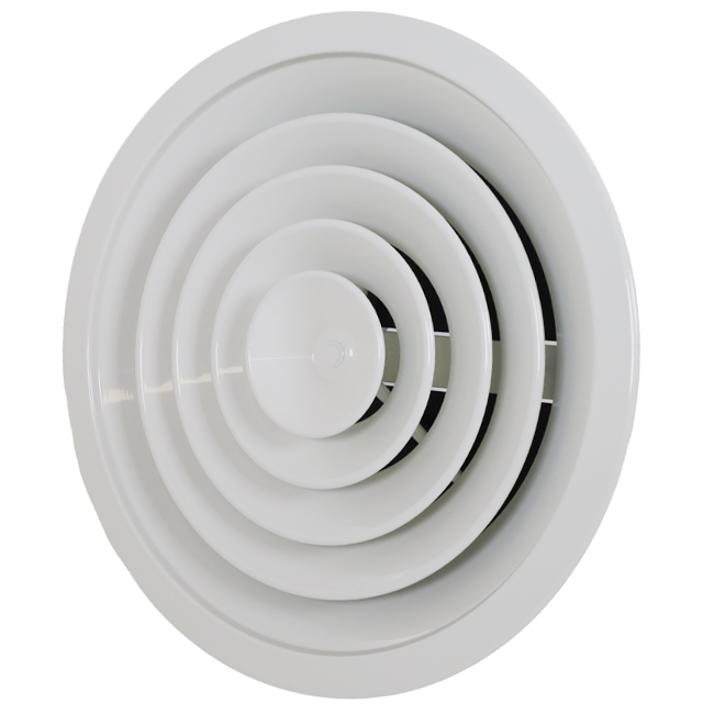 Plafondrooster rond met vast patroon Ø 200 mm - RAL9010