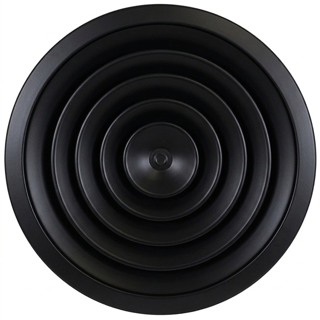 Plafondrooster rond met vast patroon Ø 300 mm - RAL9005 30% glans