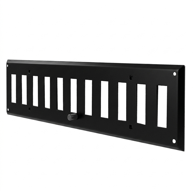 Wandrooster verstelbaar 500x150mm metaal - RAL 9005 30% glans