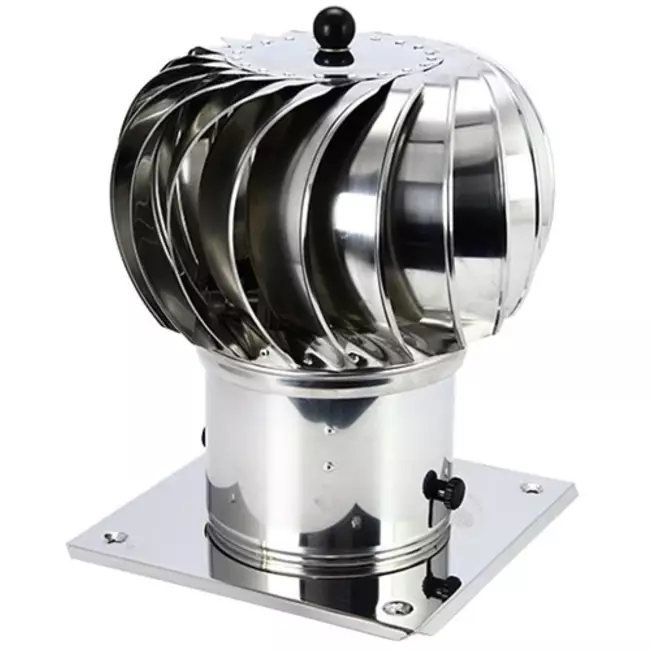 Windgedreven dakventilator Cowl 250 mm RVS inclusief plakplaat - 180m3/h