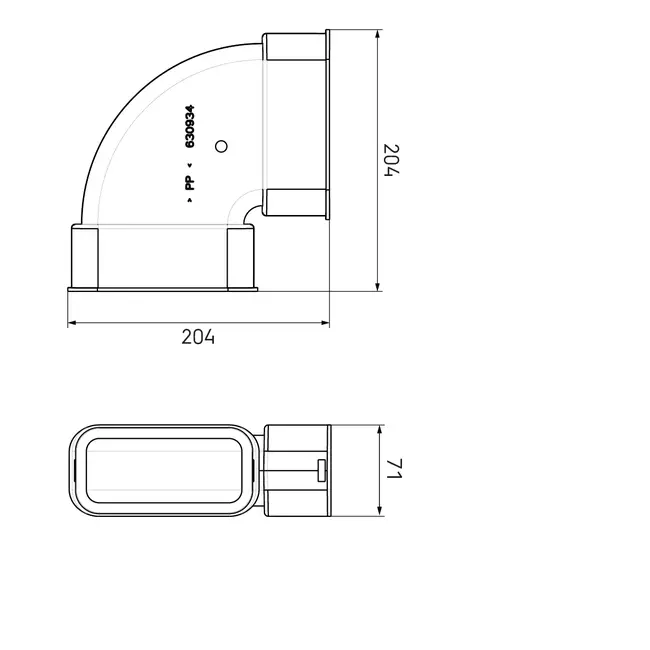 Ubbink Air Excellent 55SC kit bocht horizontaal