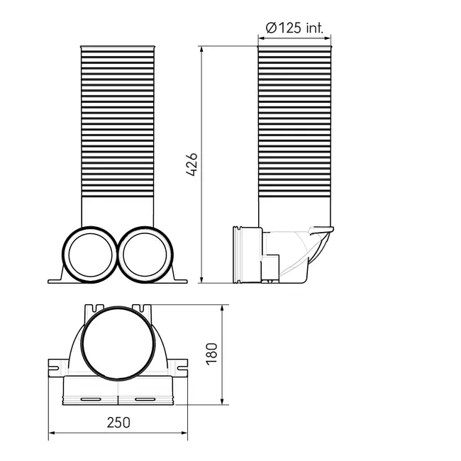 Ubbink Air Excellent 48C ventieladapter 125 2x90°