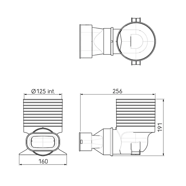 Ubbink Air Excellent 35SC ventieladapter 125 1x90°