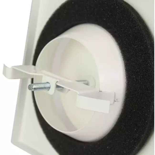 Ventilatieventiel afvoer metaal vierkant Ø125 mm wit met klemveren - DVSQ125