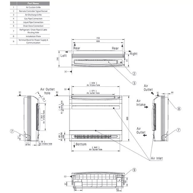 LG Console Inverter wand airco UQ12-S R32 3,5 kW set