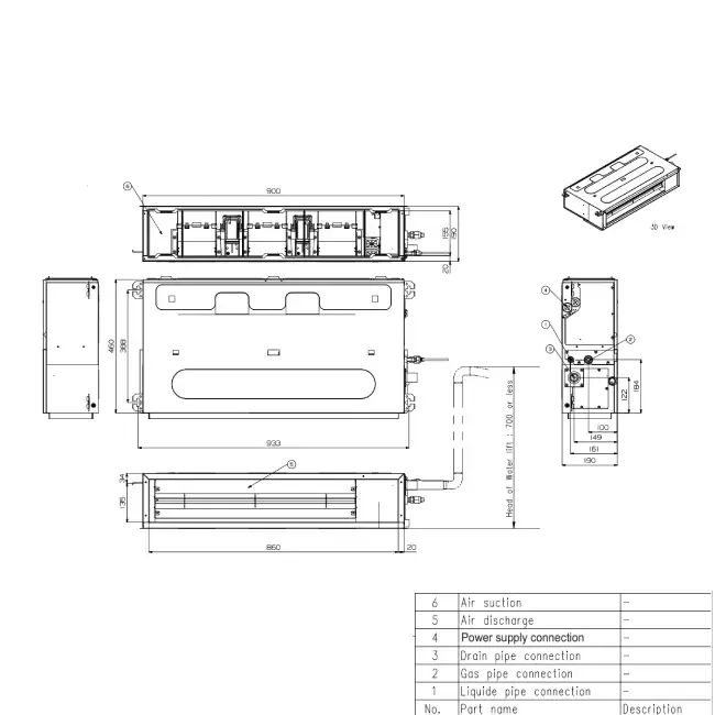 LG low static kanaal airco binnenunit + afstandsbediening CL24F R32 7,0 kW