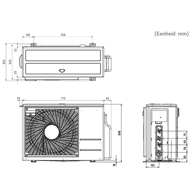 LG Multi split airco MU2R17-0912 R32 1x2,5 kW + 1x3,5 kW set