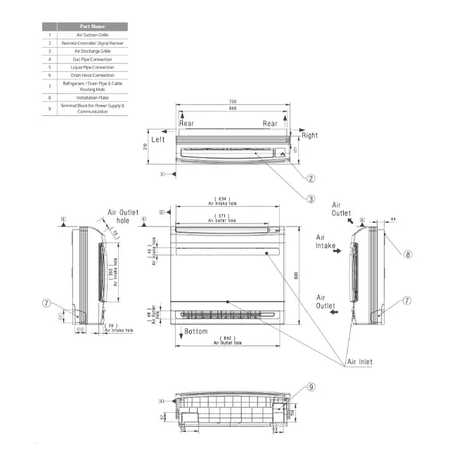 LG airco binnenunit Console Wand model R32 2,6 kW