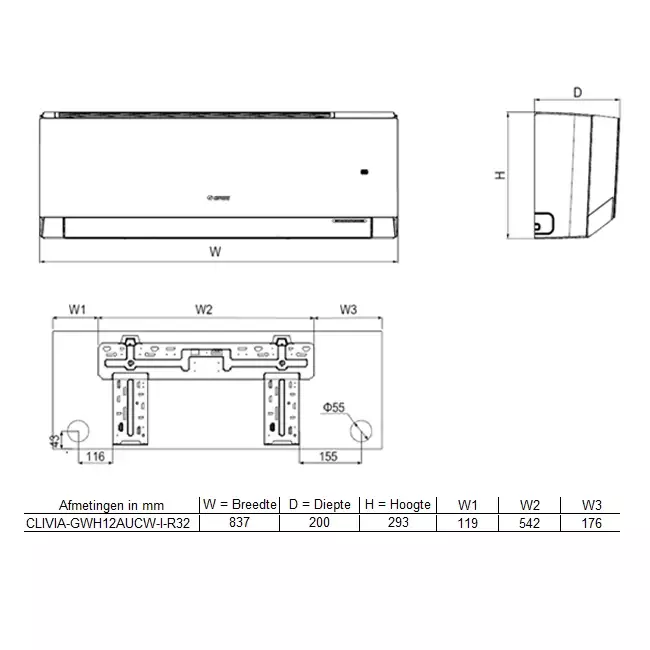 Tosot CLIVIA by GREE Binnenunit Design R32 3,5-3,8 kW