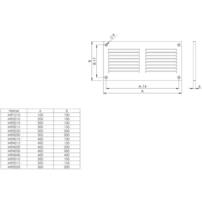 Metalen rooster 400x150mm bruin - MR4015B