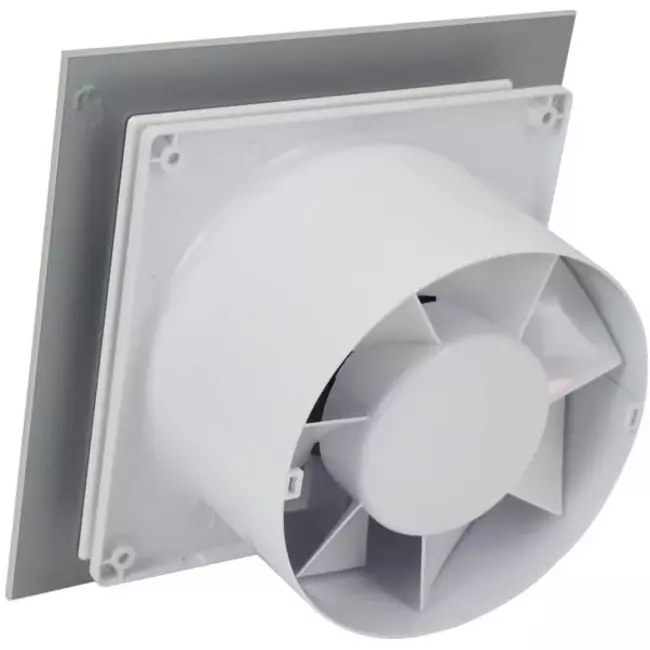Badkamer ventilator Ø 125 mm met timer - glazen front satijn zilver