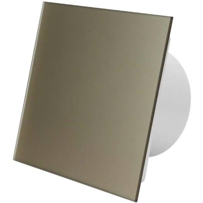 Badkamer ventilator Ø 125 mm met timer en vochtsensor - glazen front satijn goud