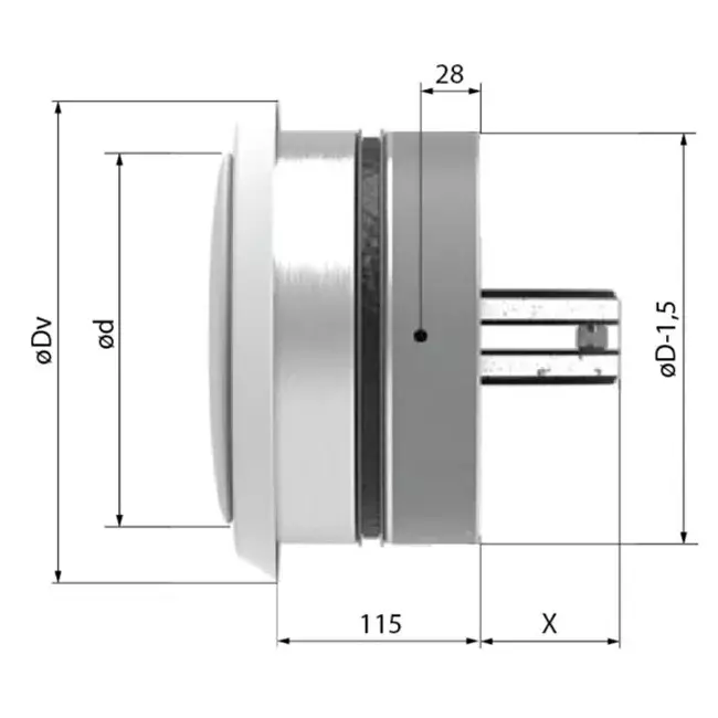 Brandvlinderklep rond 150mm met ventilatieventiel - E-BFDC V EI60S D150