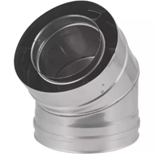 Concentrische diameter 80 - 125 mm bocht 45 gr I316L/I304 (D0,5/0,6) (incl. afdichtingsrubbers binnenbuis)