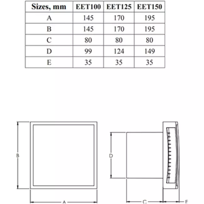 Badkamerventilator Ø 100mm wit - Design EET100
